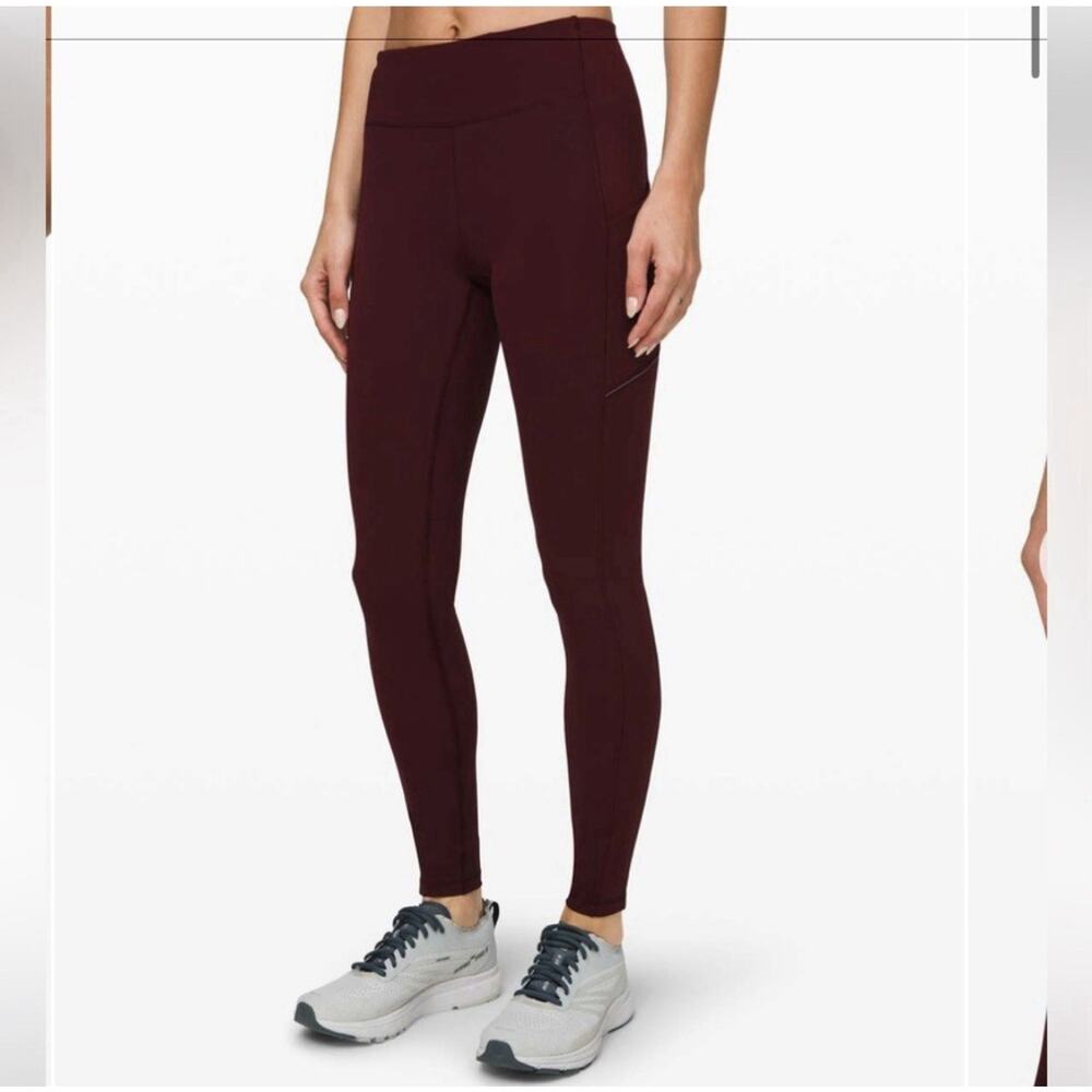 Lululemon Speed Up Tight Full-On Luxtreme Brushed 28" Womens Size 2 Maroon‎ Yoga